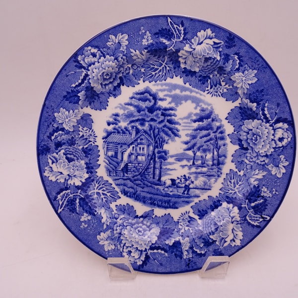 Vintage English Bone China Enoch Woods English Scenery Blue and White Salad Plate - 9 Available