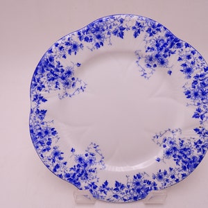 1950s Vintage Shelley English Bone China &quot;Dainty Blue&quot; Dessert or Pie Plate - 4 Available