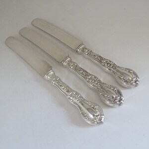 Set of Three Rogers & Bro &quot;Florette&quot; Silverplate Blunt End Knife - 1909 - over 100 years old!  No monograms