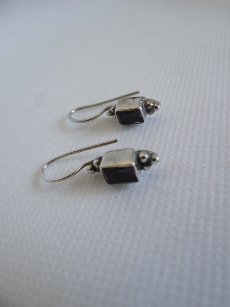 Purple Amethyst Rhinestone Pierced Earrings on a Sterling Silver Setting