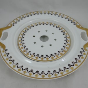 1920er Jahre Vintage Limoges France Haviland & Co ButterSieb Schale Art Deco Gelb Blume Schleiger 570b
