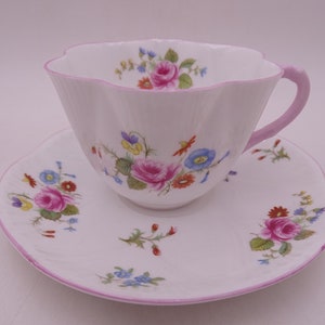 1950s Vintage Shelley English Bone China 13475 Rose and Daisy Teacup and Saucer Elegant English Tea Cup