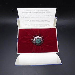 Mint Vintage Swarovski SCS Crystal Glas Groene Marguerite Bloem in Originele Doos