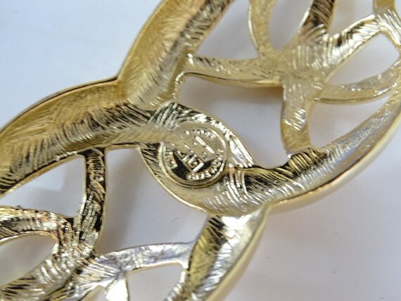 Signed Givenchy Shiny Gold Tone Large Bar Brooch … - image 10