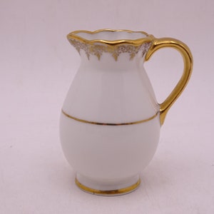 c1900s Antique Vintage Bawo Dotter Elite Limoges White and Gold Small Creamer