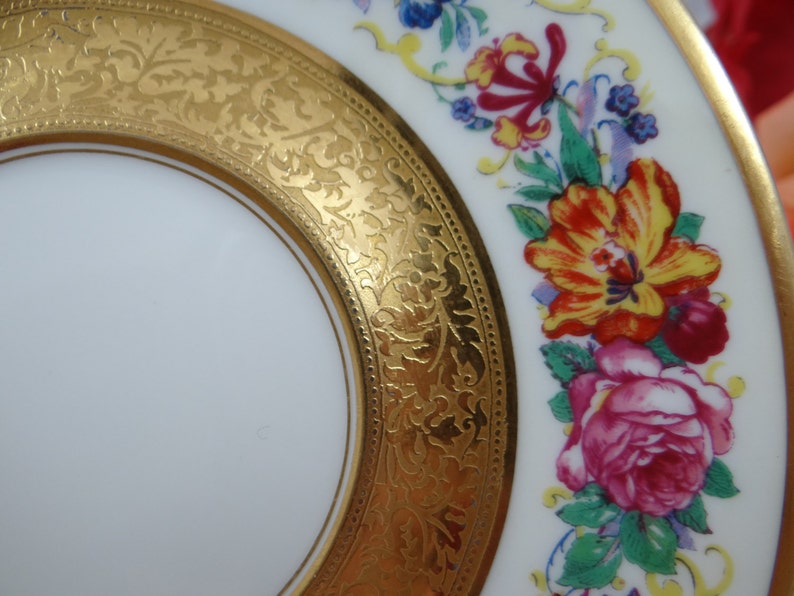 1890s Limoges France T/&V Tressemann and Vogt La Cloche Gold Encrusted Bouillon Cream Soup Bowl