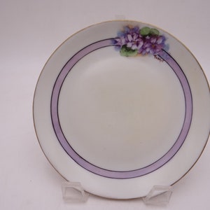 Vintage Hutschenreuther Factory Decorated  Hand Painted and Artist Signed Violets Small Plate