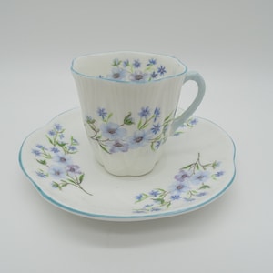 1940s Vintage Shelley English Bone China &quot;Blue Rock&quot;  Demitasse Cappuccino Espresso Teacup and Saucer Elegant Tea Cup 13591