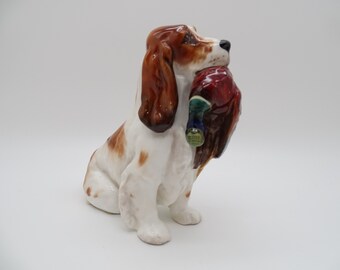 Vintage English Bone China Royal Doulton HN 1028 Cocker Spaniel Hunting Dog with Game Bid Figurine