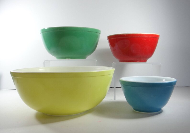 Vintage Pyrex Mixing Bowl Set Primary Colors Full Set 400 - Etsy