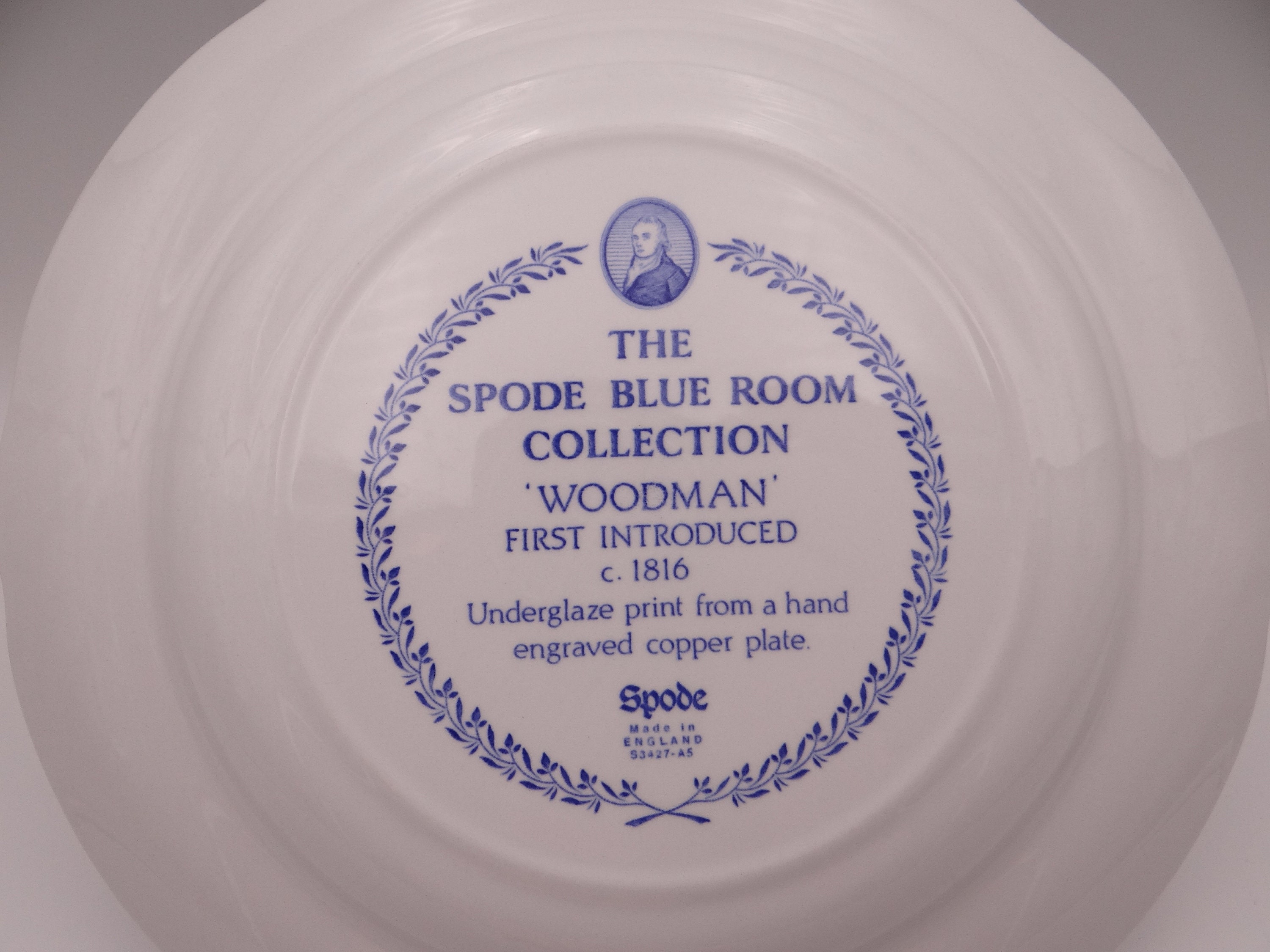 Vintage Spode Blue Room Collection Blue and White Dinner Plate