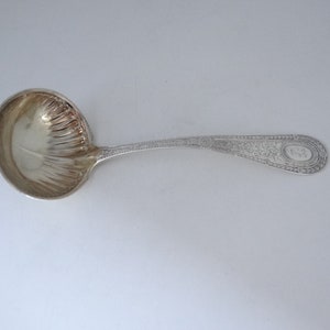 1890 Whiting Laureate Sterling Silver  7&quot; Gravy Ladle with Embossed Handle Monogram FB or JB an Elegant Serving Piece weighs 46 g