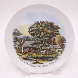 Vintage Currier and Ives Hanging Display Plate New England Cider Making