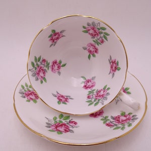 Vintage English Bone China Pink Rose Teacup and Saucer set Charming English Tea Cup
