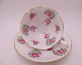 Vintage English Bone China Pink Rose Teacup and Saucer set Charming English Tea Cup