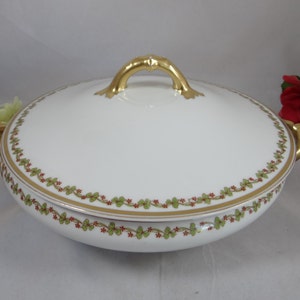 1900s Vintage  Limoges France Theodore Haviland  &quot;The Sonderburg&quot; Covered Vegetable Dish