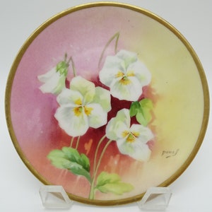 1890s Antique Vintage  Hand Painted and Listed Factory Artist Signed &quot;Duval&quot; G. Demartine & Cie Limoges France Small Plate