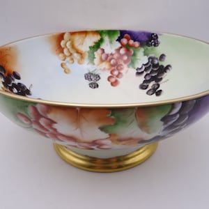 1890s Hand Painted Limoges France T&V Tressemann and Vogt Large Fruit or Centerpiece Punch Bowl