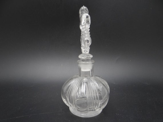 1930s Vintage Round Glass Perfume Bottle Cologne … - image 2