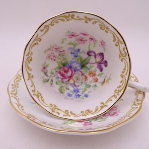 1930s Vintage English Bone China Royal Albert &quot;Nosegay&quot; Teacup and Saucer Lovely English Tea Cup