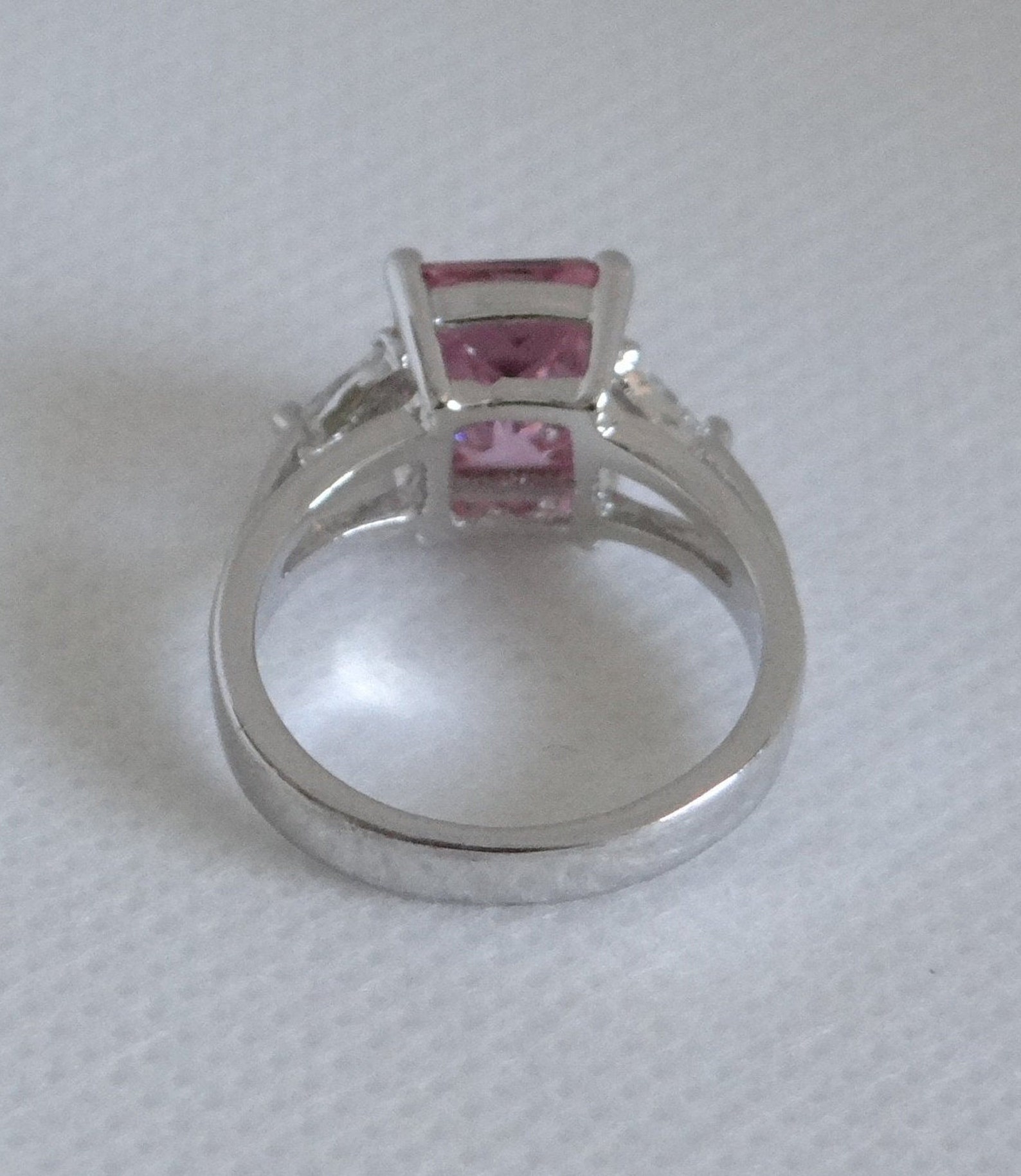 Pink Faceted Rhinestone Ring with Clear Rhinestone Accent on a | Etsy