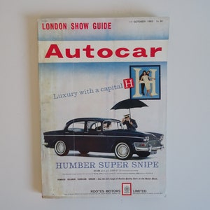Original 1963 October 1 Autocar Motoring Car Magazine Earls Court London Car Report