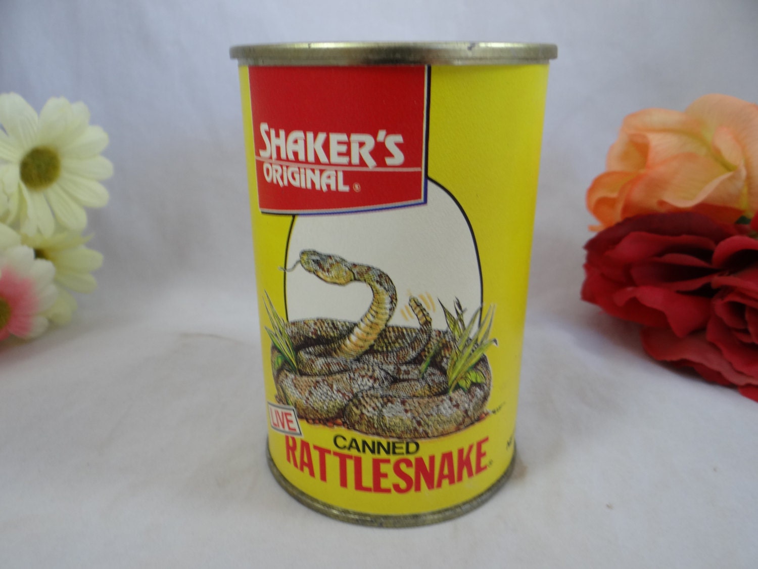 Vintage Shakers Original Live Canned Rattlesnake Can - Gag Prank