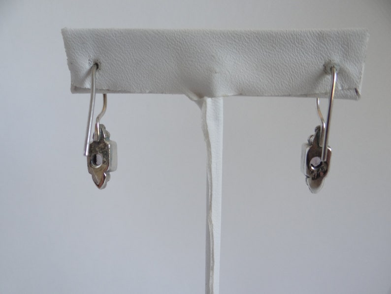 Purple Amethyst Rhinestone Pierced Earrings on a Sterling Silver Setting