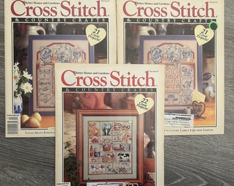 Cross Stitch and Country Crafts Magazine - 1993 - You Choose One - Cross Stitch Pattern Charts - Samplers -