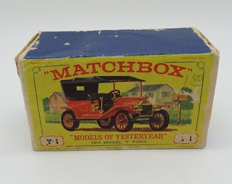 ヴィンテージ MIB 1968 ヴィンテージ マッチボックス Y-1 モデル オブ イエスタイヤー 1911 モデル "T" フォード ダイキャストカー オリジナル ボックス入り