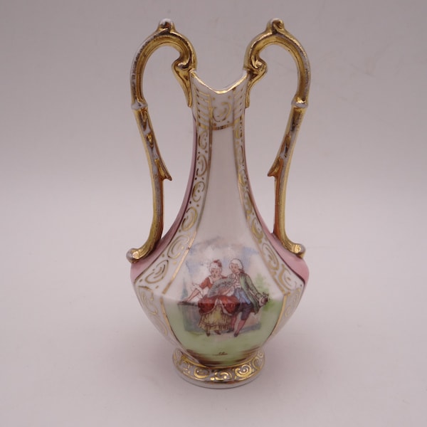 Vintage Miniature Fragonard Courting Couple Vase