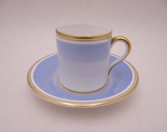 1940s Vintage Shelley English Bone China &quot;Blue Swirls&quot; Demitasse Cappuccino Teacup and Saucer set 12877 - 8 available Blue Espresso Cup