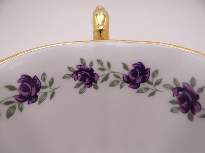 Vintage Rosina English Bone China Violets Teacup and Saucer Set Fantastic English Tea Cup 6038