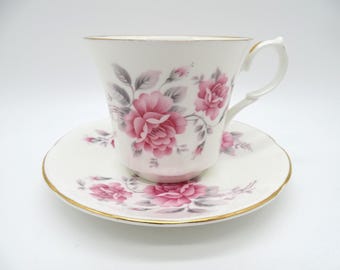 Vintage English Bone China Springfield Pink Rose Teacup and Saucer set Pretty English Tea cup Coffee Cup