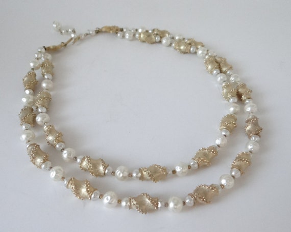 Classic Vintage Crown Trifari Double Strand White… - image 6