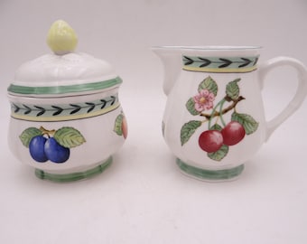 Vintage Villeroy & Boch Germany "French Garden" Fleurence Creamer and Sugar Bowl Set