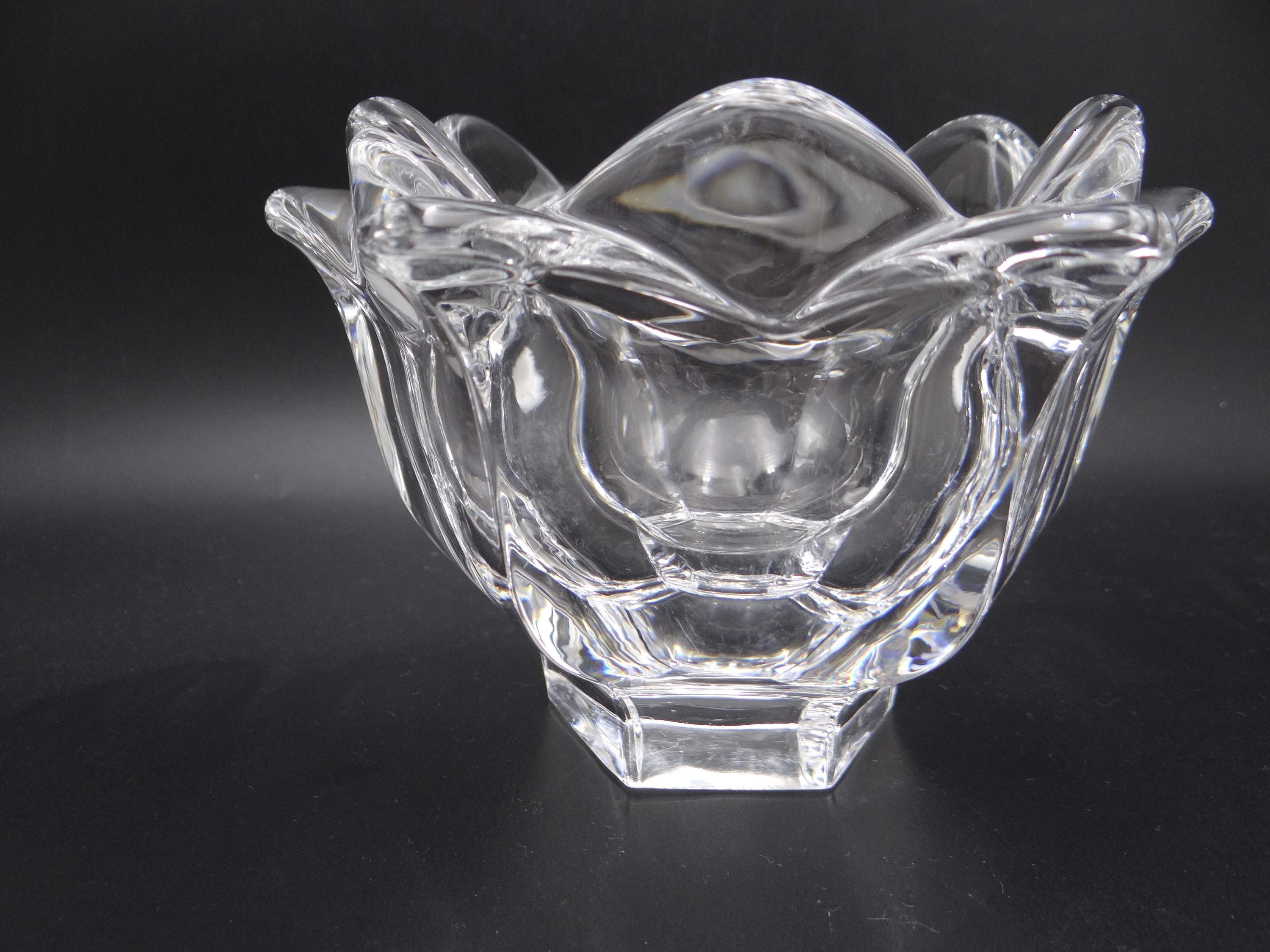 オレフォスクリスタルボウル 2個セット 1970年代 ガラス製花型ボウル