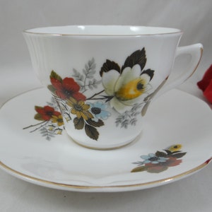 1960s Vintage Royal Dover English Bone China Teacup Footed English Teacup and Saucer Set Tea Cup