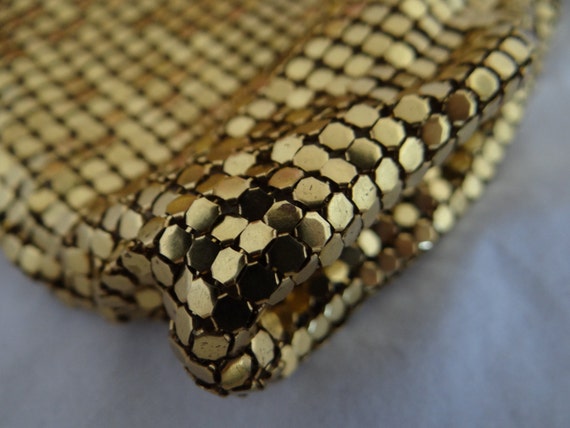 Vintage Signed Whiting and Davis Gold Mesh Purse … - image 3