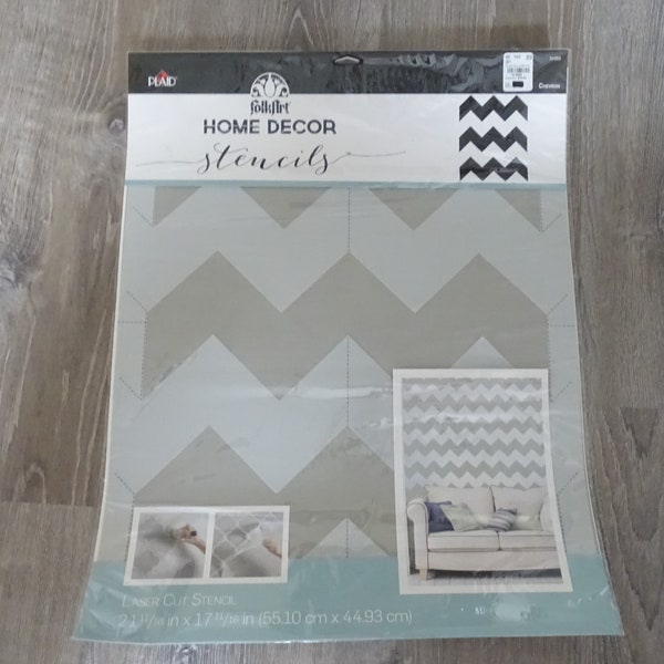 Large Folk Art Home Decor Laser Cut Chevron Pattern Stencil - Chevron Wall Stencil - 21.5" x 17.5" Stencil - Furniture Stencil