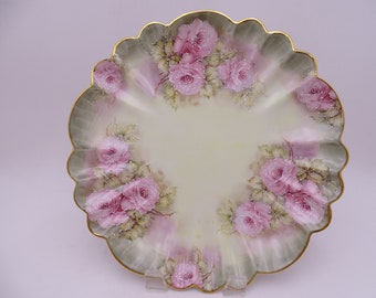 Vintage Limoges China Pink Rose Serving Plate or Tray