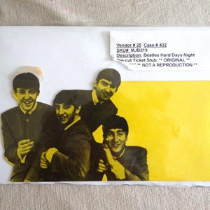 1964 - Hard Days Night Ticket Stub (Not Imprinted) The Beatles