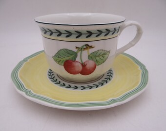 Vintage Villeroy & Boch Germany "French Garden Fleurence" Large Jumbo Breakfast Teacup and Saucer Set - 3 Available