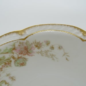 c1889-1931 Antique Vintage Haviland &Co Limoges France Schleiger 235B Double Trim Pink and Green Floral Round Vegetable or Serving Bowl image 4