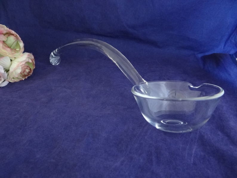 Vintage Hand Blown Clear Glass Punch Bowl Ladle a 11.5 Etsy
