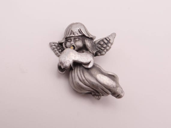 Vintage DANA Pewter Angel Brooch Angel Christmas Brooch Pin | Etsy