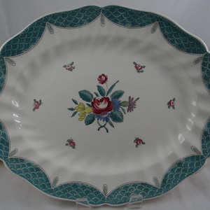 1940s Vintage Royal Doulton English Bone China  &quot;Lowestoft Bouquet&quot; 13.5&quot; Oval Serving Platter
