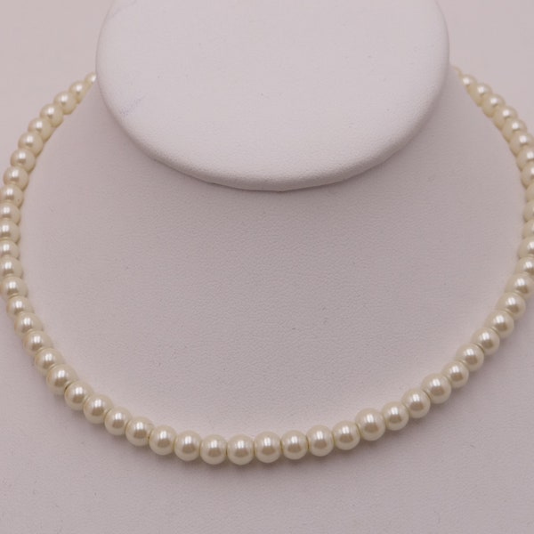 Crown Trifari Faux Pearl Necklace with Adjustable Chain from 15" to 17.25" and is a Classic and Elegant Necklace