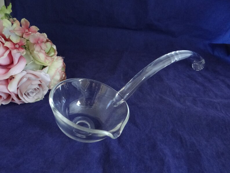 Vintage Hand Blown Clear Glass Punch Bowl Ladle a 11.5 Etsy