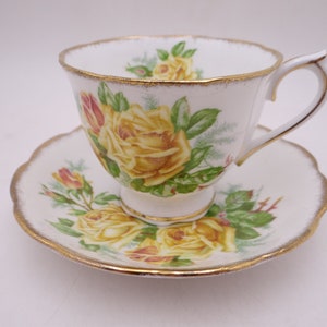 1940s Vintage Royal Albert English Bone China "Tea Rose" Yellow Rose English Teacup and Saucer set English Tea Cup